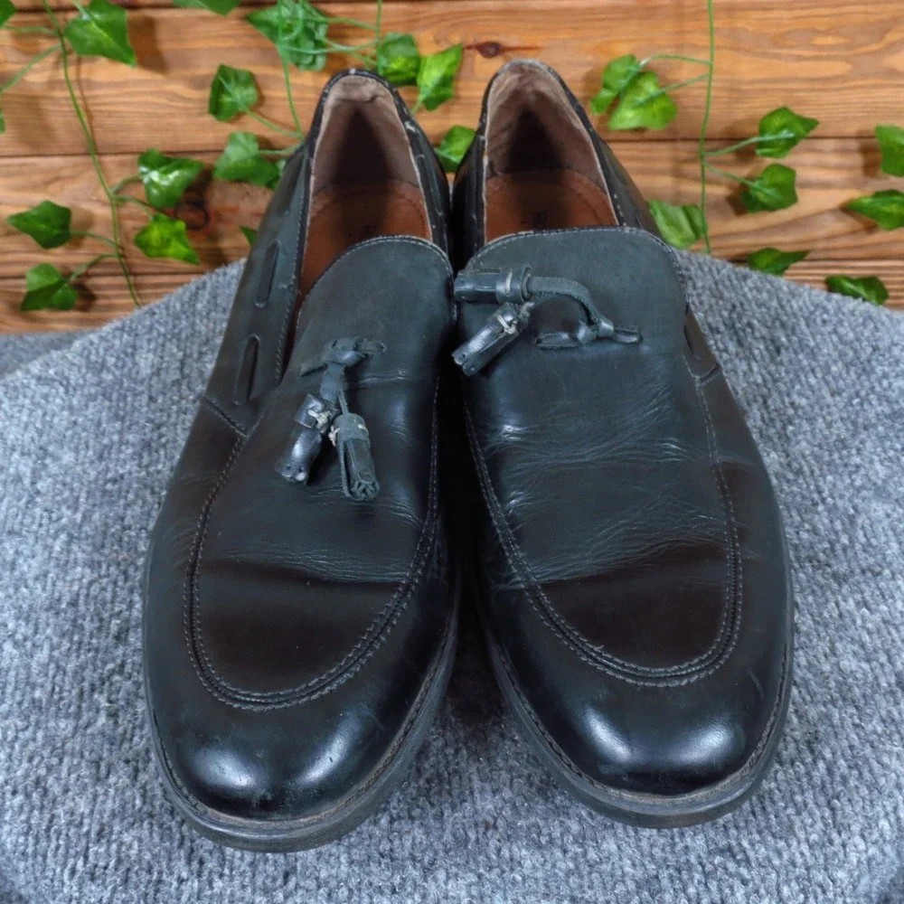 Robert Wayne Calahan Mens Size 12‎ Black Leather Tassel Loafer Dress Shoes